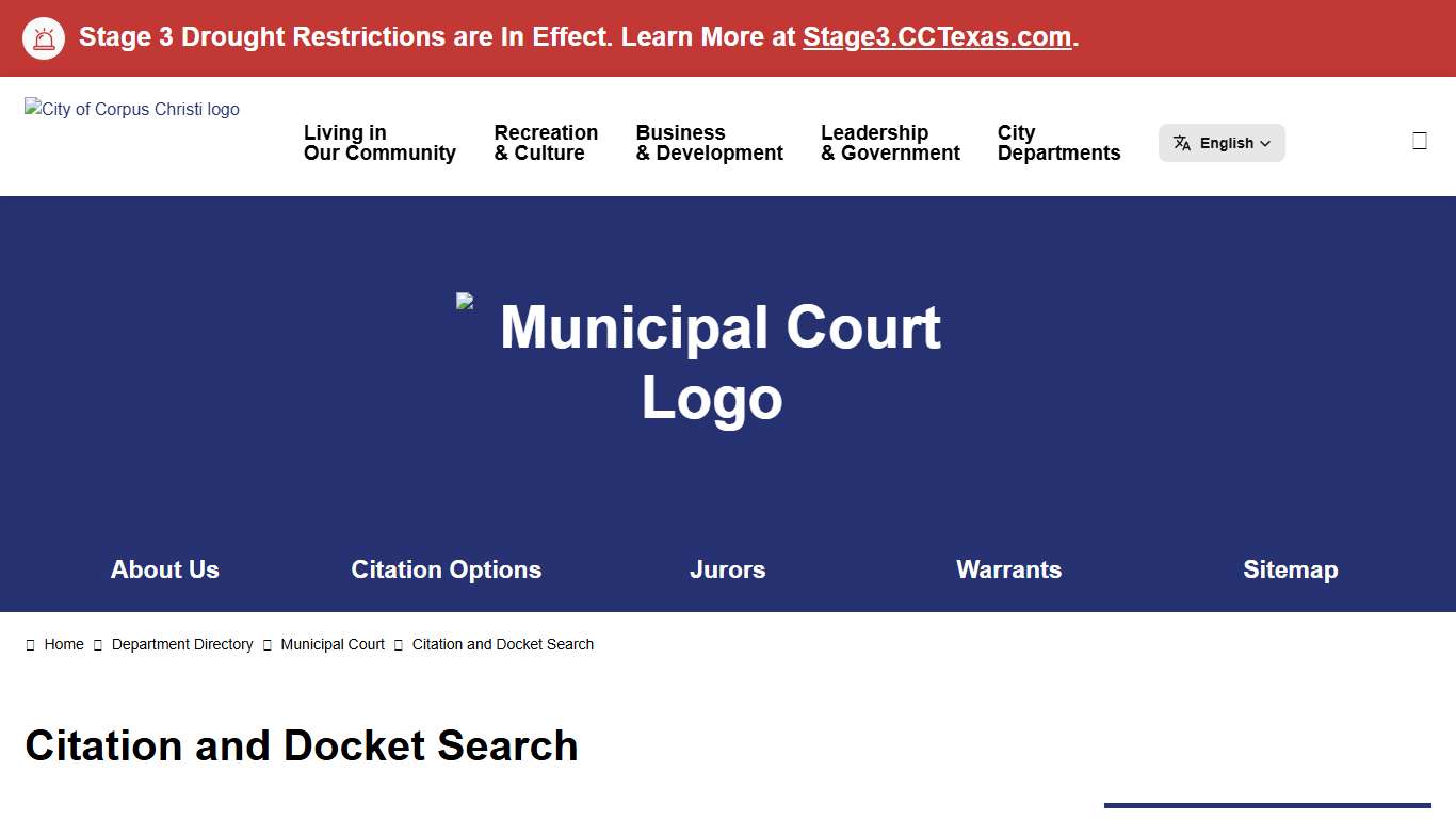 Citation and Docket Search City of Corpus Christi